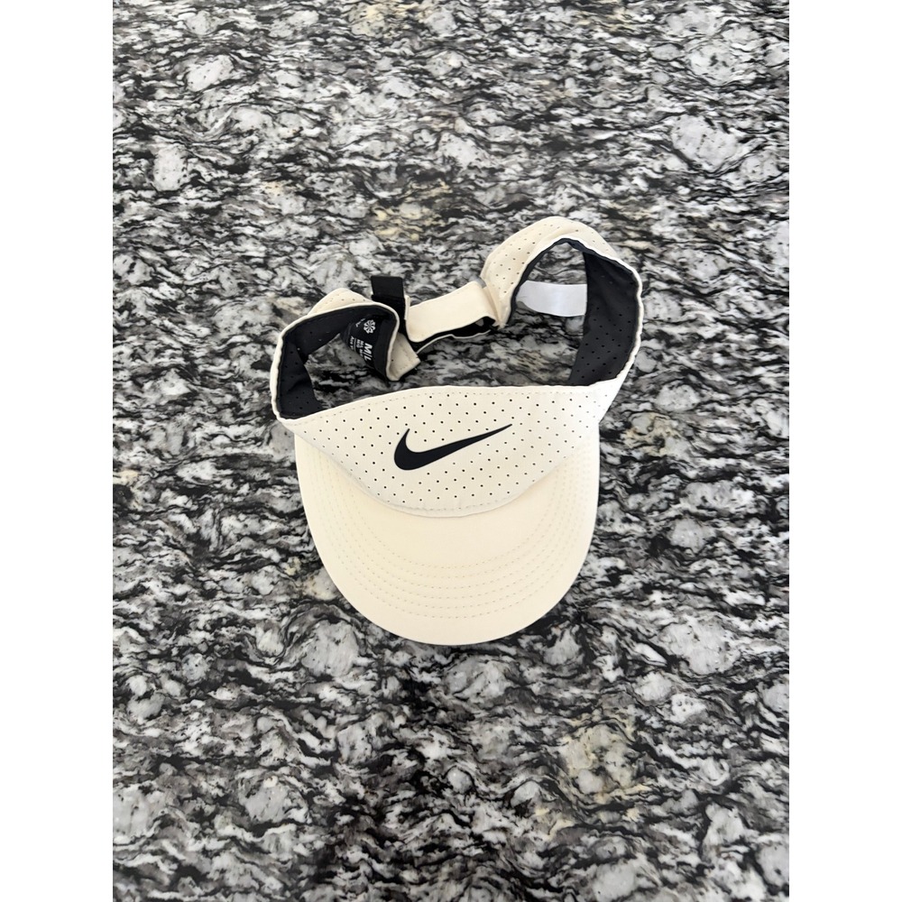 Nike Dri-FIT ADV Ace Visor Cream Beige Perforated Tennis Golf Hat M/L FB5642-133